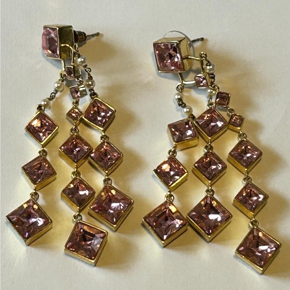 Beautiful original Swarovski pink crystal chandelier earrings - Picture 3 of 7